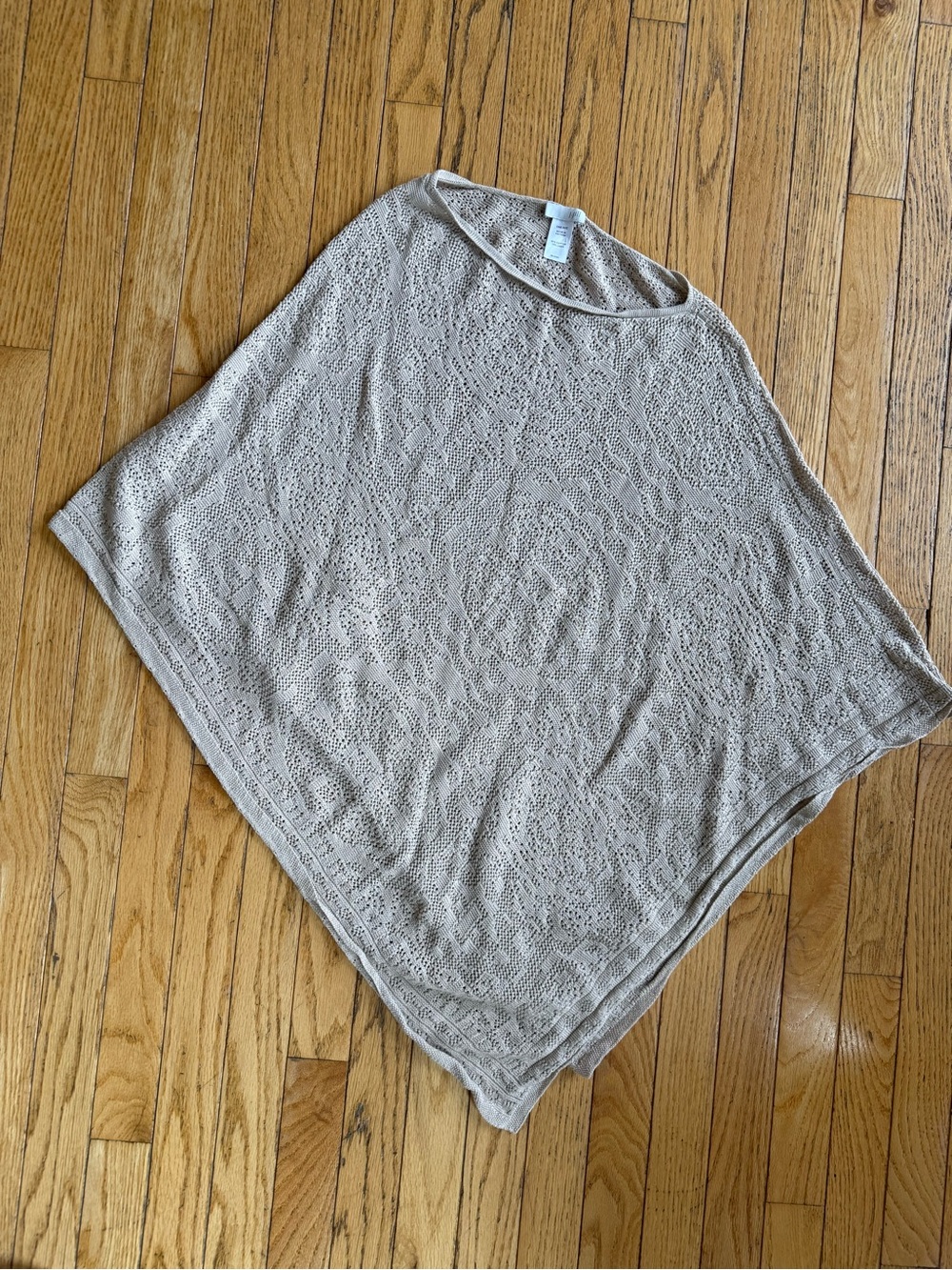 J. Jill Light Taupe Open-Knit Poncho